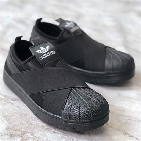 adidas superstar slip ons black.